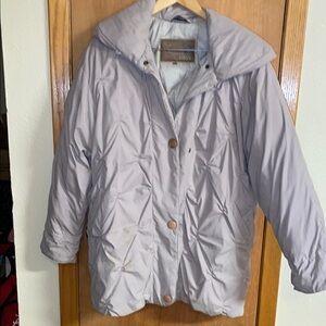 Utex Gray Puffer Jacket Mid-Length Quilted Design